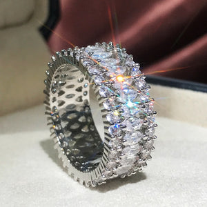 Luxury Silver Rings Geometric CZ Simple Stylish - FUCHEETAH