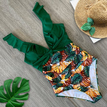 Cargar imagen en el visor de la galería, Ruffle One Piece Swimsuit Off The Shoulder Swimwear Deep-V Bathing - FUCHEETAH