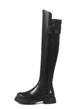 Cargar imagen en el visor de la galería, leather platform thigh high boots round toe casual winter shoes