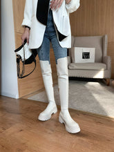 Cargar imagen en el visor de la galería, leather platform thigh high boots round toe casual winter shoes