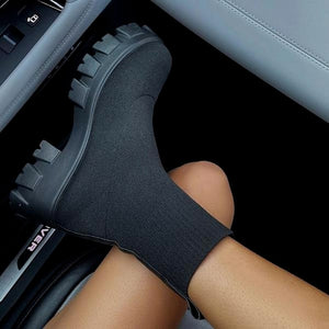 Women Boots Slip on Socks with Heels