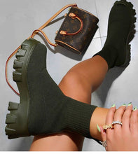 Cargar imagen en el visor de la galería, Women Boots Slip on Socks with Heels