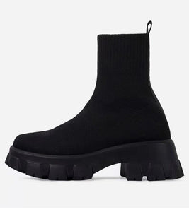 Women Boots Slip on Socks with Heels