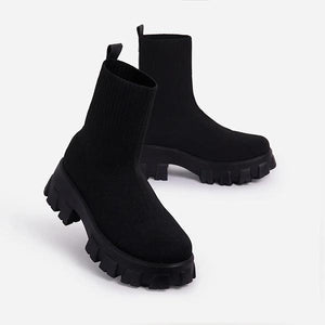 Women Boots Slip on Socks with Heels