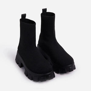 Women Boots Slip on Socks with Heels