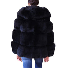 Load image into Gallery viewer, Black Faux Coat Hooded Fluffy Artificial Fur Coat