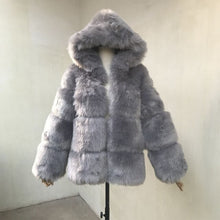 Load image into Gallery viewer, Black Faux Coat Hooded Fluffy Artificial Fur Coat