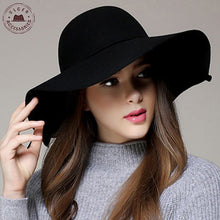 Cargar imagen en el visor de la galería, Chapeau  Casual Fedora Cap Wide Brimmed Dome Hats High Quality Wool Floppy - FUCHEETAH