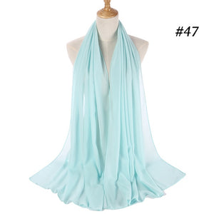 Plain bubble chiffon scarf hijab wrap solid color shawls and scarves - FUCHEETAH