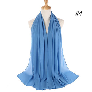 Plain bubble chiffon scarf hijab wrap solid color shawls and scarves - FUCHEETAH