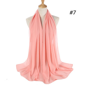 Plain bubble chiffon scarf hijab wrap solid color shawls and scarves - FUCHEETAH