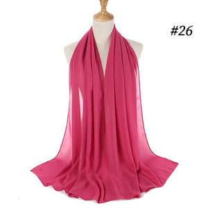 Plain bubble chiffon scarf hijab wrap solid color shawls and scarves - FUCHEETAH