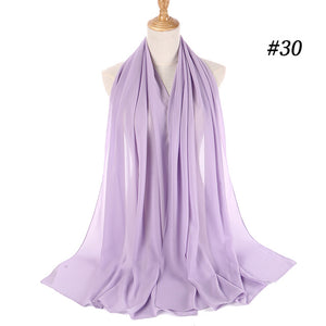 Plain bubble chiffon scarf hijab wrap solid color shawls and scarves - FUCHEETAH