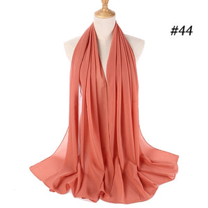 Plain bubble chiffon scarf hijab wrap solid color shawls and scarves - FUCHEETAH