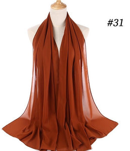 Plain bubble chiffon scarf hijab wrap solid color shawls and scarves - FUCHEETAH