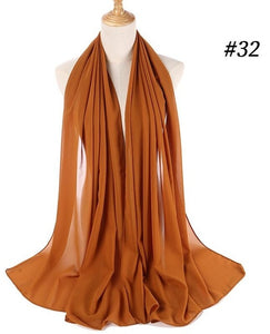 Plain bubble chiffon scarf hijab wrap solid color shawls and scarves - FUCHEETAH