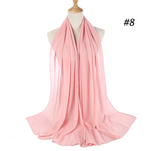 Plain bubble chiffon scarf hijab wrap solid color shawls and scarves - FUCHEETAH