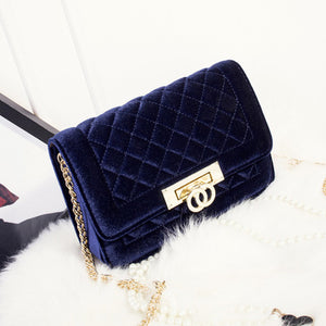 Fashion velvet crossbody bags for women Zipper clutch bag luxury handbags - FUCHEETAH