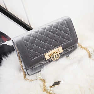 Fashion velvet crossbody bags for women Zipper clutch bag luxury handbags - FUCHEETAH