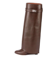 Cargar imagen en el visor de la galería, Wedge Shark Lock Women&#39;s Shoes High knee Boots - FUCHEETAH