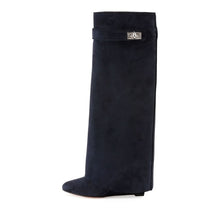 Cargar imagen en el visor de la galería, Wedge Shark Lock Women&#39;s Shoes High knee Boots - FUCHEETAH