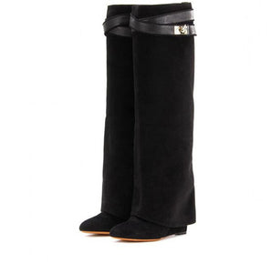 Wedge Shark Lock Women's Shoes High knee Boots - FUCHEETAH