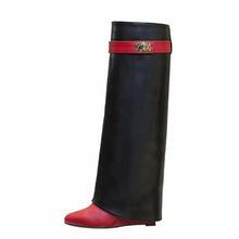 Cargar imagen en el visor de la galería, Wedge Shark Lock Women&#39;s Shoes High knee Boots - FUCHEETAH