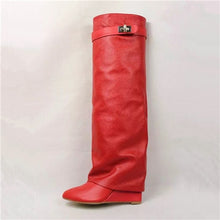 Cargar imagen en el visor de la galería, Wedge Shark Lock Women&#39;s Shoes High knee Boots - FUCHEETAH