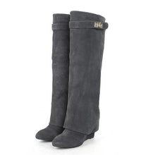 Cargar imagen en el visor de la galería, Wedge Shark Lock Women&#39;s Shoes High knee Boots - FUCHEETAH