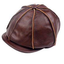 Cargar imagen en el visor de la galería, Boys casual genuine leather hat genuine leather cowhide male cap  painter cap - FUCHEETAH