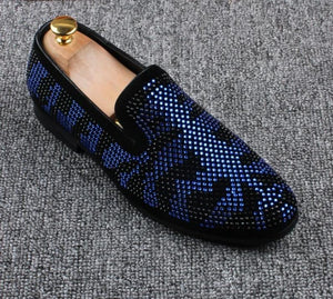 Italian shoes men's footwear rhinestone sepatu slip - FUCHEETAH