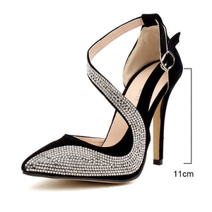 High heels Women's shoes brand design rhinestone - FUCHEETAH