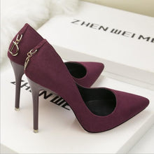 Charger l&#39;image dans la galerie, High heels shoes woman Genuine suede leather thin Spike Heel Pointed Toe - FUCHEETAH