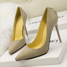 Charger l&#39;image dans la galerie, High heels shoes woman Genuine suede leather thin Spike Heel Pointed Toe - FUCHEETAH