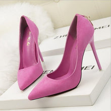 Charger l&#39;image dans la galerie, High heels shoes woman Genuine suede leather thin Spike Heel Pointed Toe - FUCHEETAH