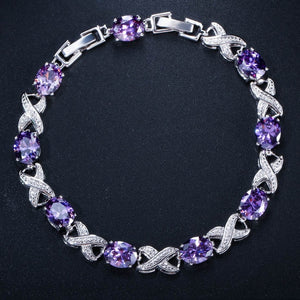 Zircons High Quality Silver Color Round Cubic Chain Bracelets - FUCHEETAH