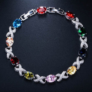 Zircons High Quality Silver Color Round Cubic Chain Bracelets - FUCHEETAH