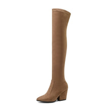 Cargar imagen en el visor de la galería, Women Over The Knee High Boots Hoof Heels Pointed Toe Shoes - FUCHEETAH