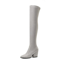 Cargar imagen en el visor de la galería, Women Over The Knee High Boots Hoof Heels Pointed Toe Shoes - FUCHEETAH