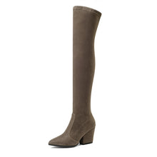 Cargar imagen en el visor de la galería, Women Over The Knee High Boots Hoof Heels Pointed Toe Shoes - FUCHEETAH