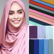 Charger l&#39;image dans la galerie, Plain bubble chiffon scarf hijab wrap solid color shawls and scarves - FUCHEETAH